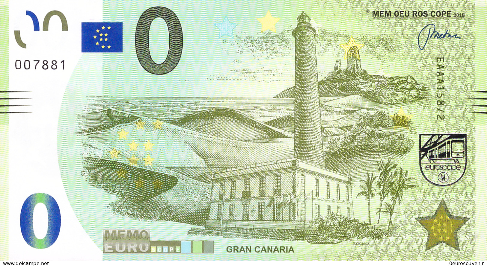 MEMO 0-Euro EAAA 158/2  GRAN CANARIA LEUCHTTURM - NEPTUN - Privatentwürfe