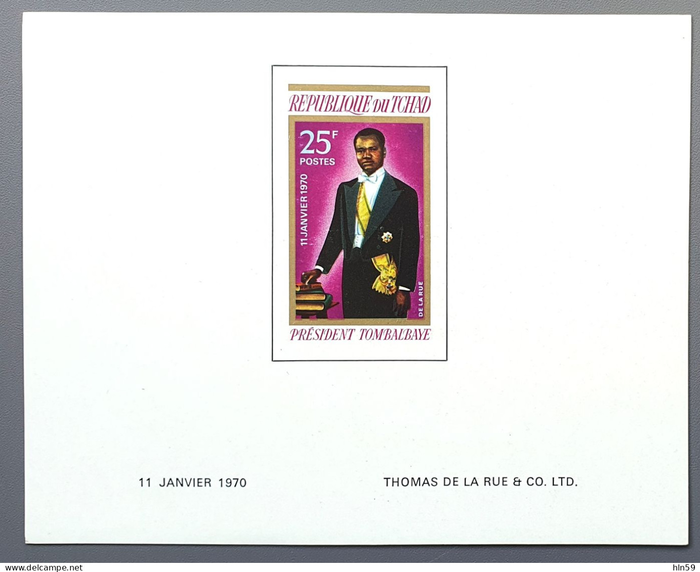 TCHAD - 1970 - EPREUVE DE LUXE  PROOF CARD - PRESIDENT TOMBALBAYE -  YT 221 - Sur Papier Glacé - Chad (1960-...)