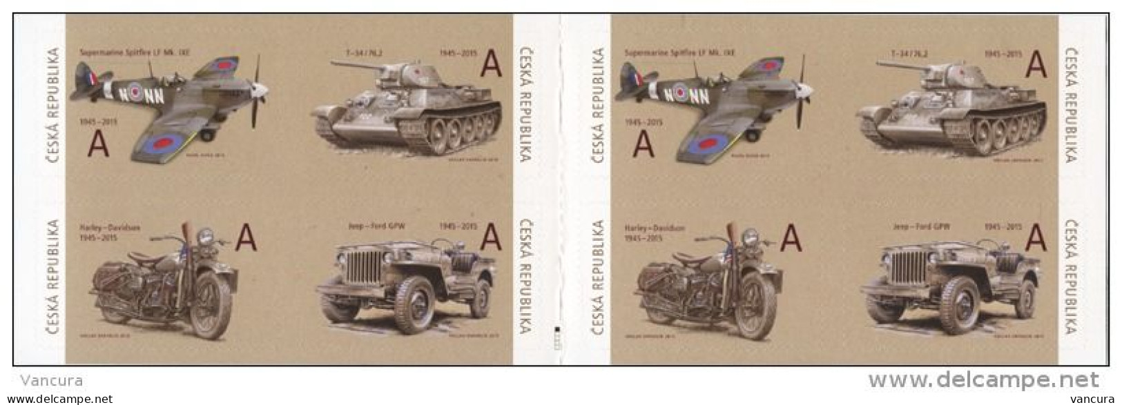** Booklet 833-6 Czech Republic Harley Davidson Spitfire T 34 Jeep Ford 2015 1st Edition - Unused Stamps