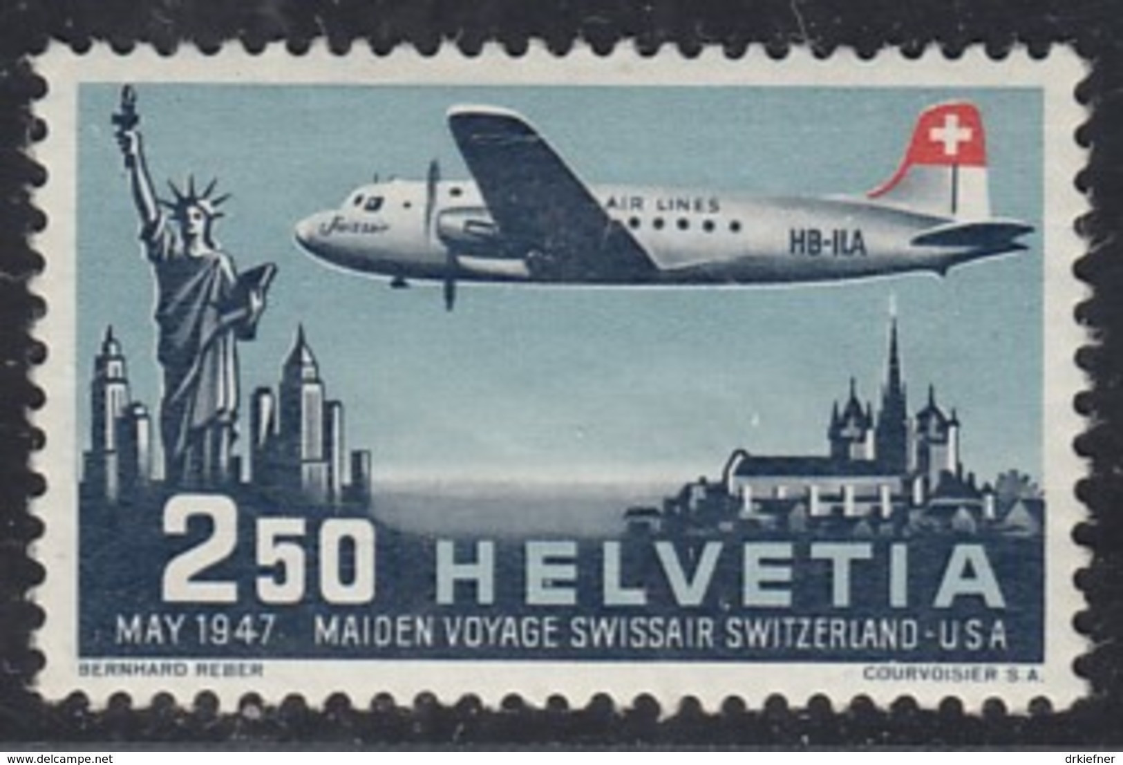 SCHWEIZ  479, Postfrisch **, Erstflug SWISSAIR, 1947 - Nuovi