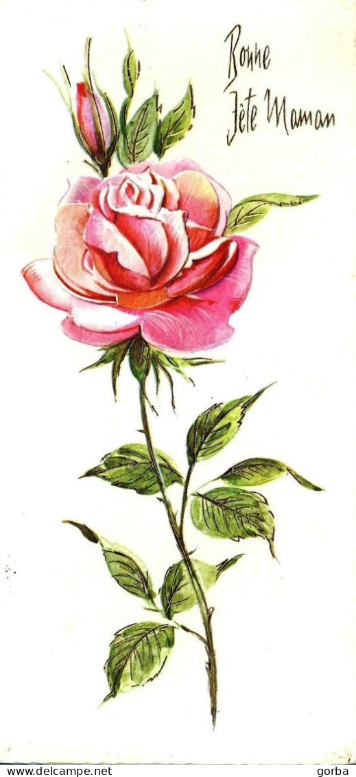 *CPM - Bonne Fête Maman - Carte Double -  Rose En Relief - Mother's Day