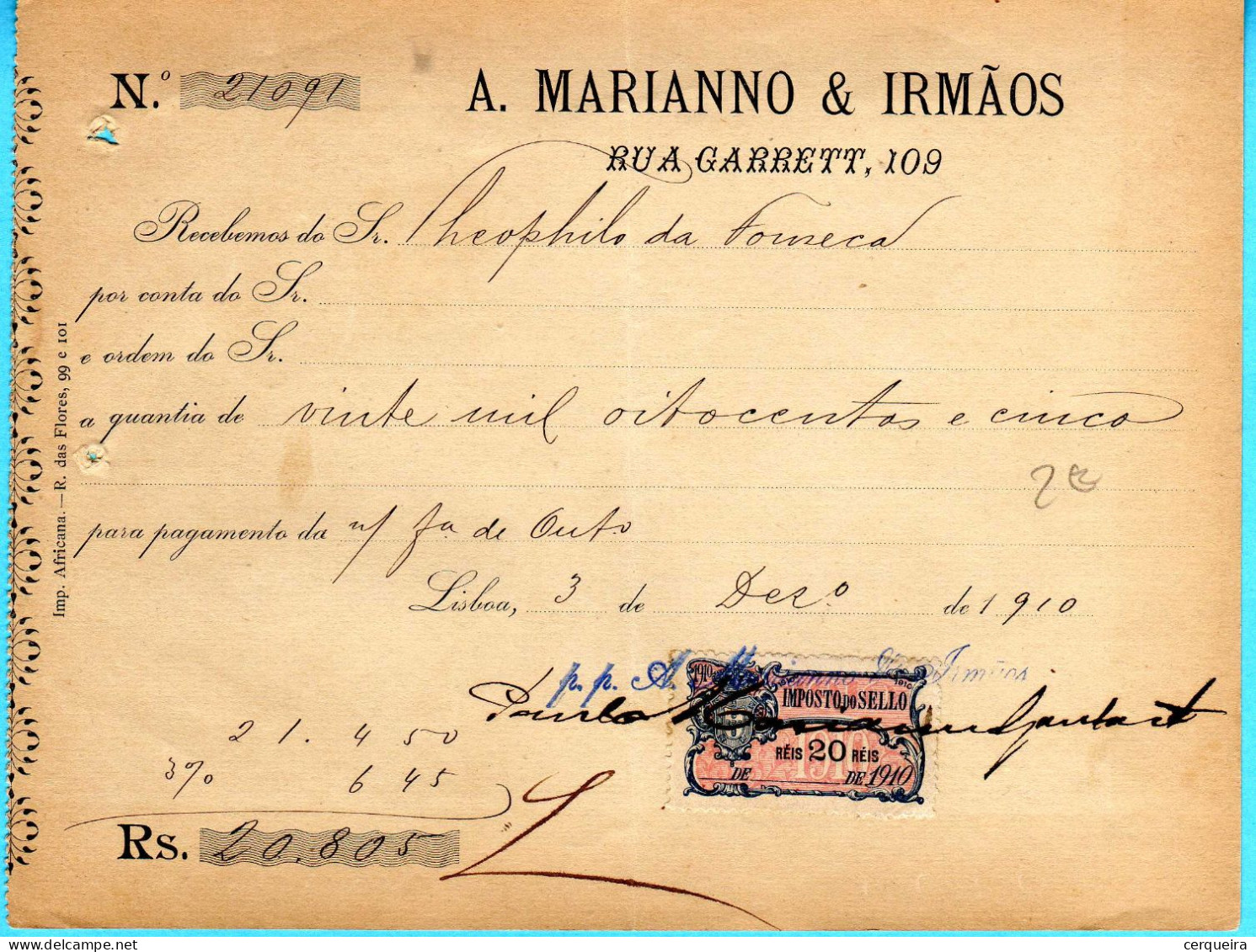 A.MARIANNO& IRMÃOS - Lettres & Documents