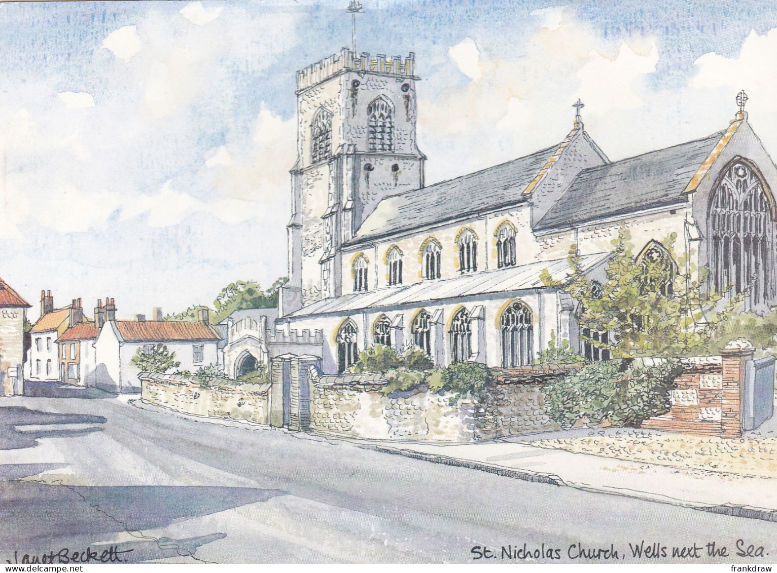 Postcard - Art - Janet Beckett - St. Nicholas Church - Wells-Next-The-Sea - VG - Non Classés