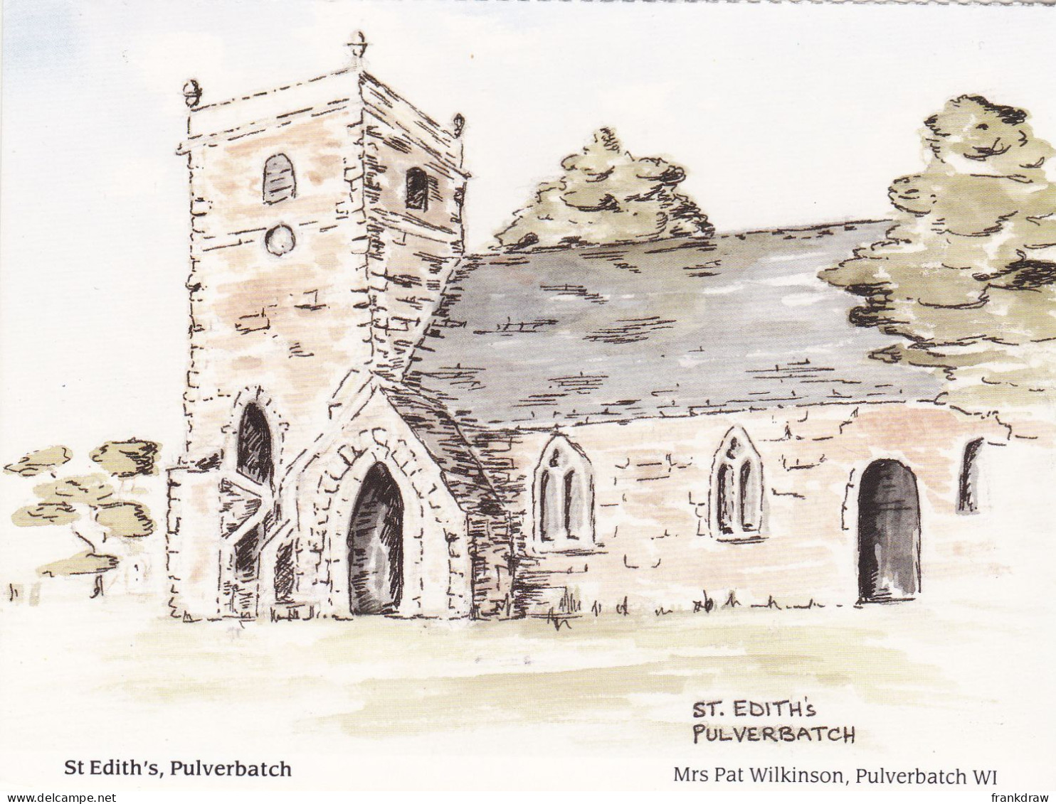 Postcard - Art - Mrs Pat Wilkinson (Pulverbatch WI) - St. Ediths, Pulverbatch - VG - Non Classificati