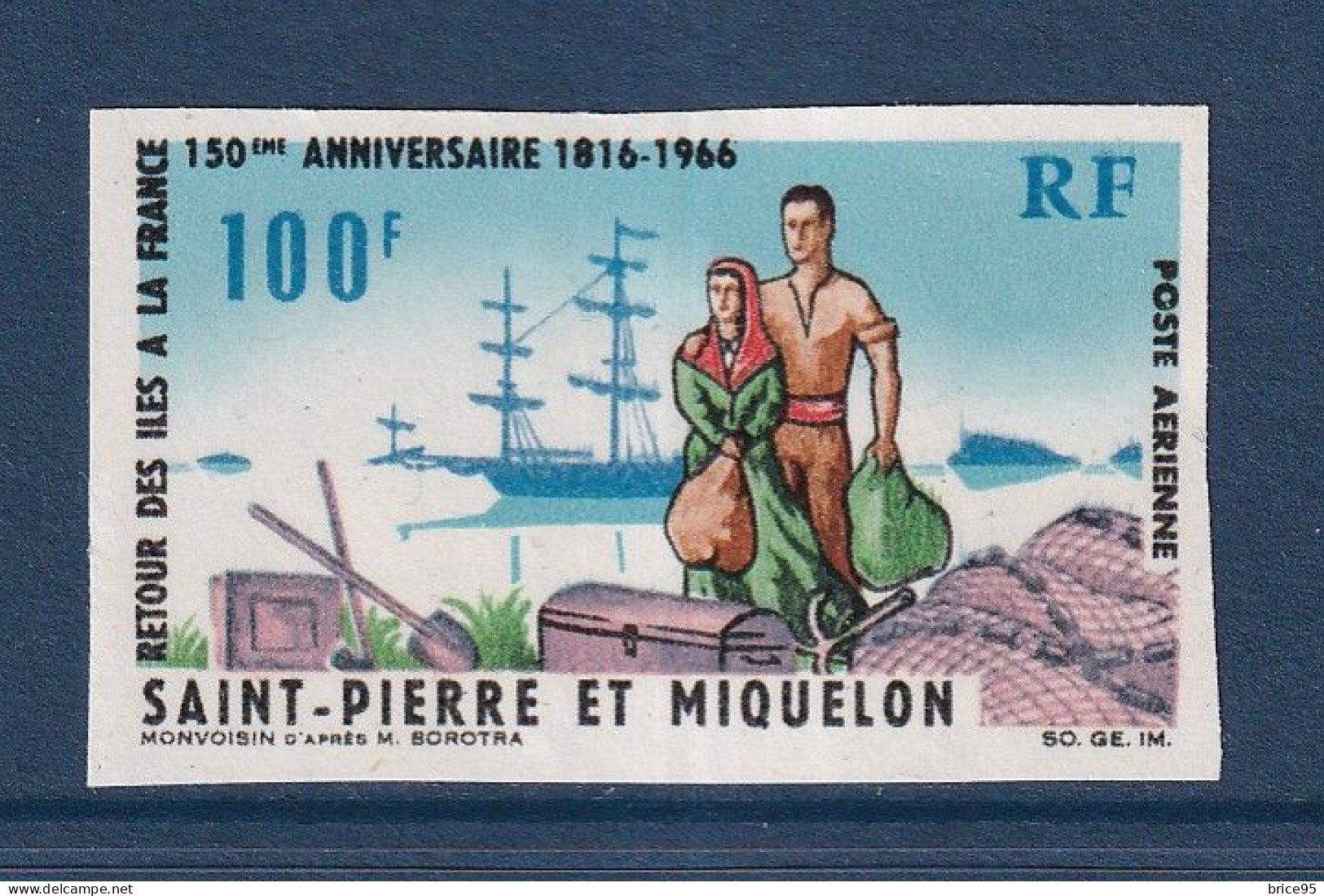 Saint Pierre Et Miquelon - YT ND PA N° 36 ** - Neuf Sans Charnière - Non Dentelé - Poste Aérienne - 1966 - Sin Dentar, Pruebas De Impresión Y Variedades