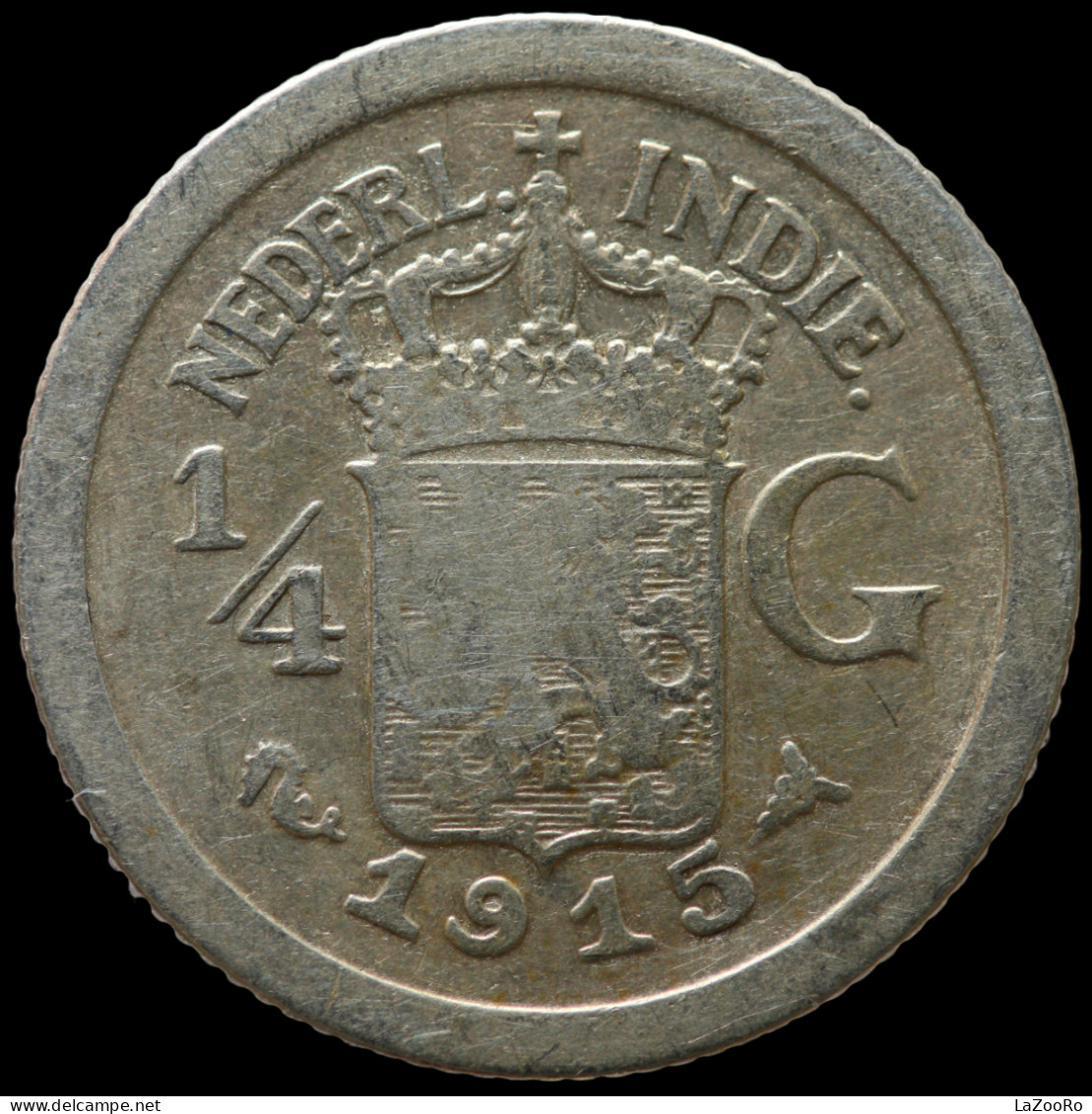 LaZooRo: Dutch East Indies 1/4 Gulden 1915 VF - Silver - Niederländisch-Indien