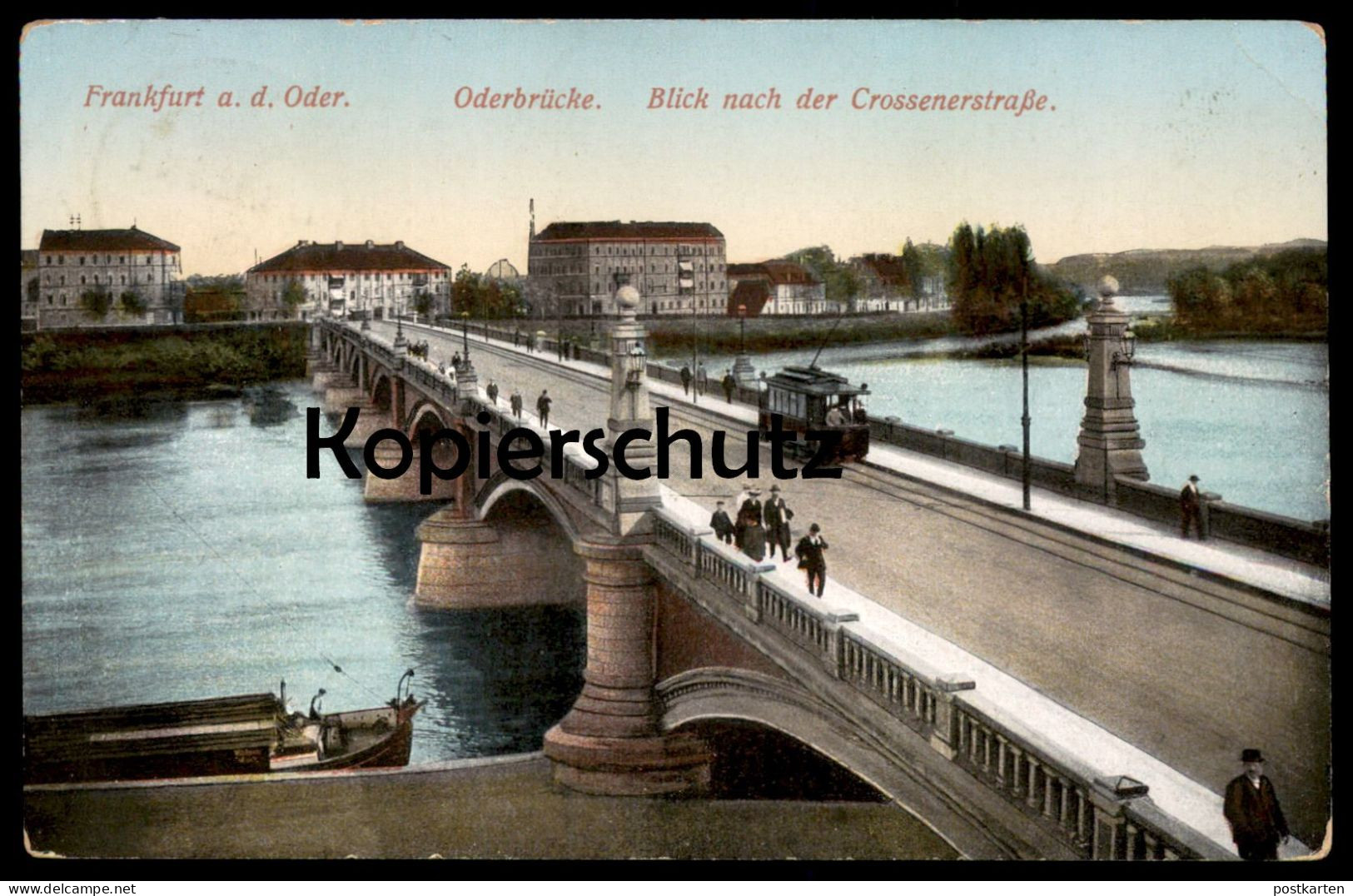 ALTE POSTKARTE FRANKFURT AN DER ODER ODERBRÜCKE BLICK NACH DER CROSSENERSTRASSE Crossener Straße Ansichtskarte Postcard - Frankfurt A. D. Oder