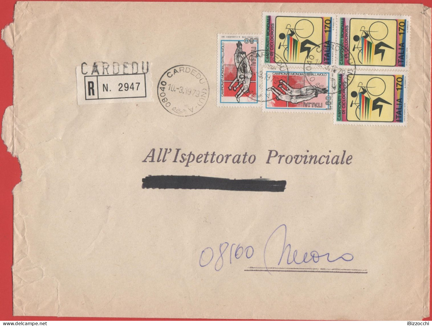 ITALIA - Storia Postale Repubblica - 1979 - 2x 80 Campionati Mondiali Maschili Di Pallavolo; Pallavolo, Muro + 3x 170 Ca - 1971-80: Marcophilie