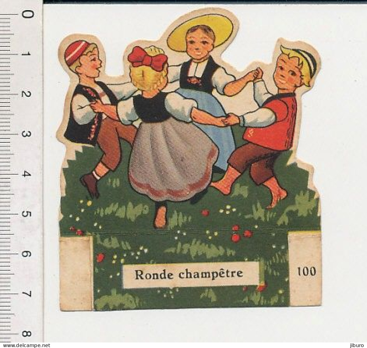 Chromo Découpi La Vache Sérieuse Grosjean N° 100 Ronde Champêtre ( Danse Enfants ) Bim 4/40 - Otros & Sin Clasificación