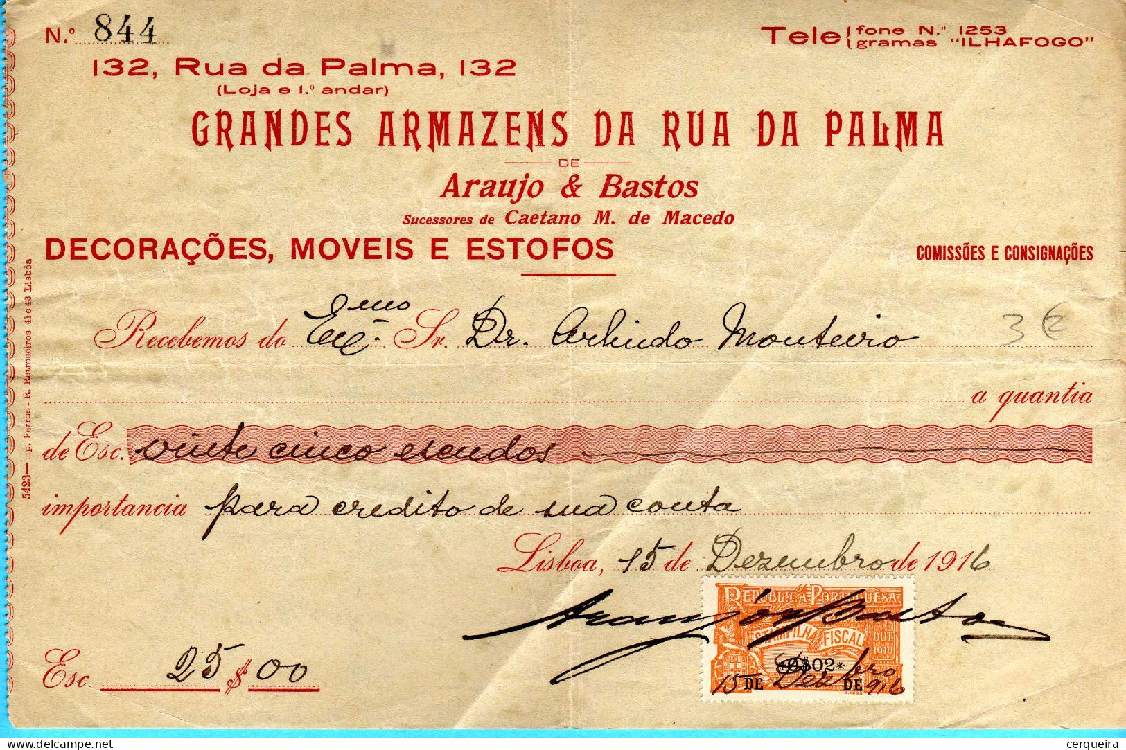 GRANDES ARMAZENS DA RUA DA PALMA - Storia Postale