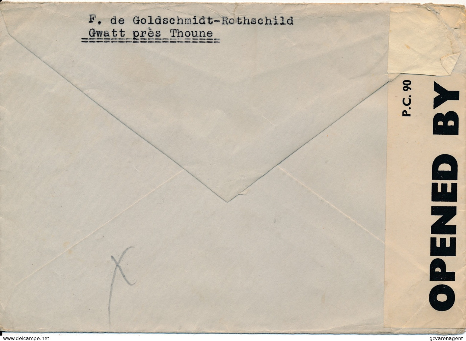 COVER 41  WWII - OPENED BY EXAMINER  - BASEL GOLDSCHMIDT - ROTHSCHILD  TO BARONESS L.WANGENHEIM  OXFORD    2 SCANS - Cartas & Documentos