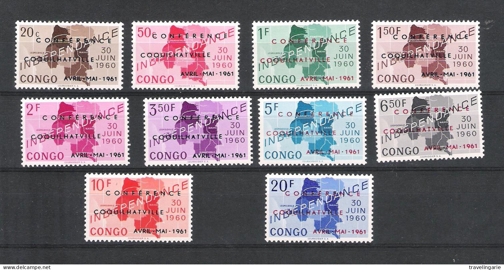 Belgian Congo 1961 Independence Set Overprinted MNH ** - Geography