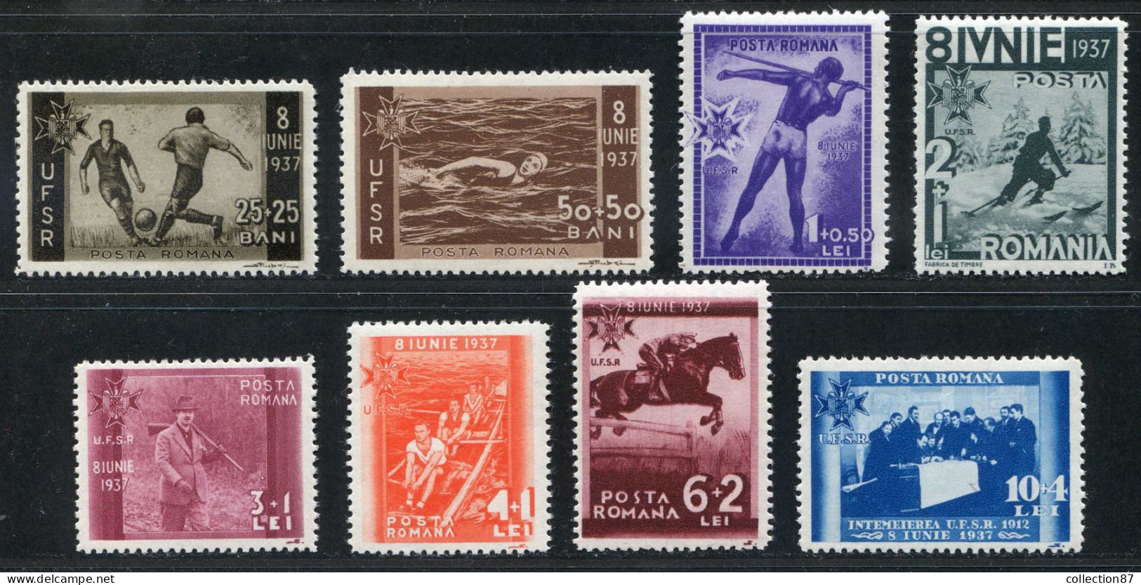 REF 080 > ROUMANIE < Yv N° 515 à 522 * * Neuf Luxe Dos Visible MNH * * Cote 52 € - Football Equitation Soccer Aviron - Neufs