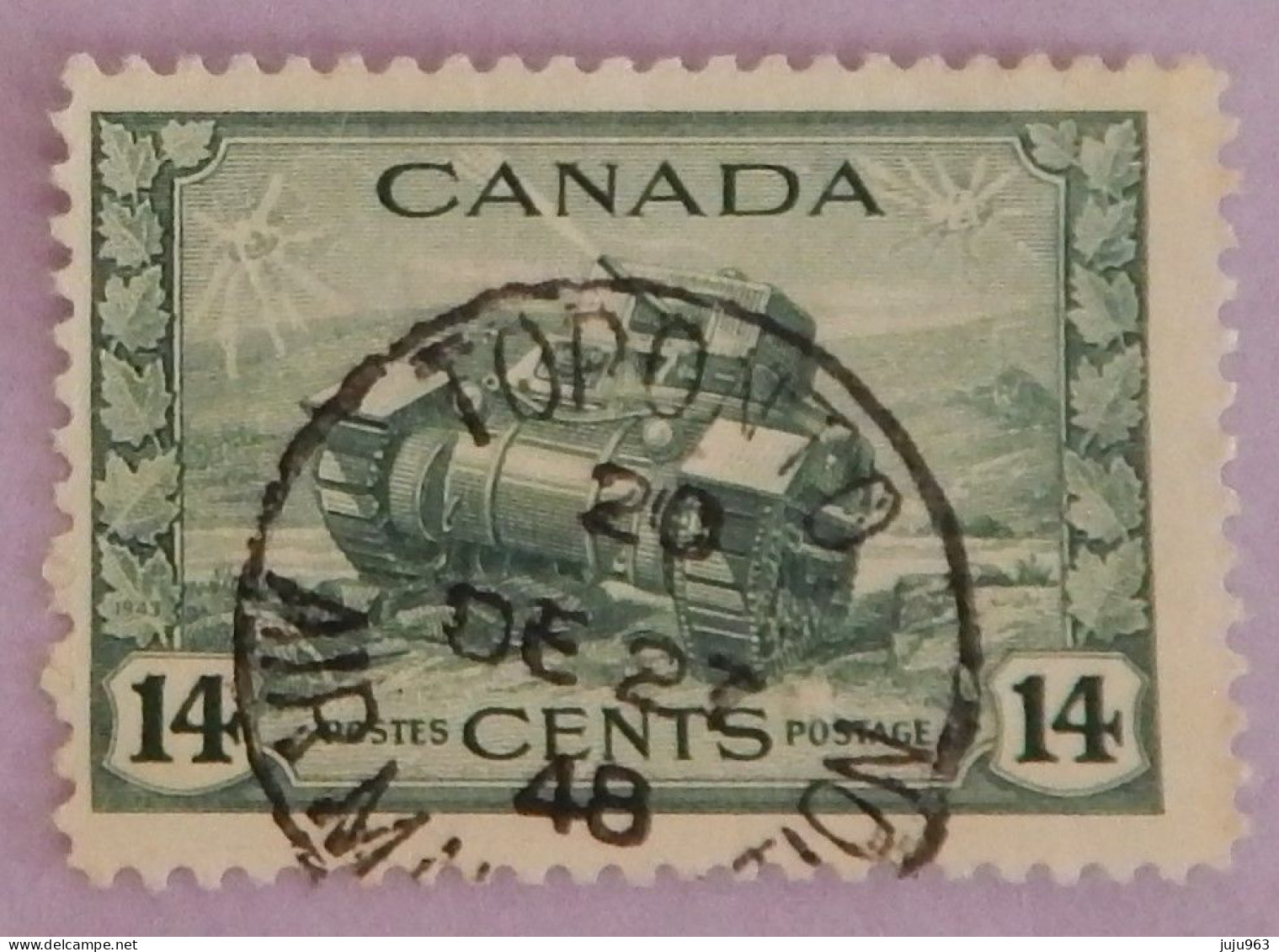 CANADA YT 215 OBLITÉRATION TORONTO 27-12-48  "CHAR D ASSAUT" - Used Stamps
