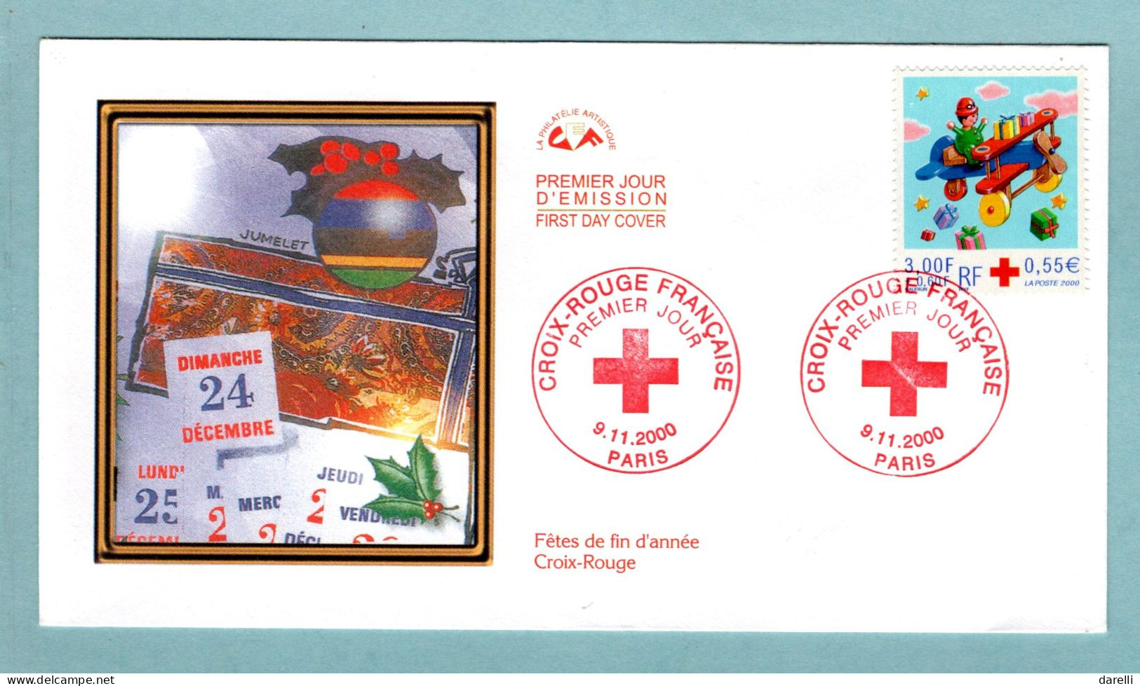 FDC France 2000 - Croix Rouge 2000 - Fêtes De Fin D'année - YT 3362 - Paris - 2000-2009