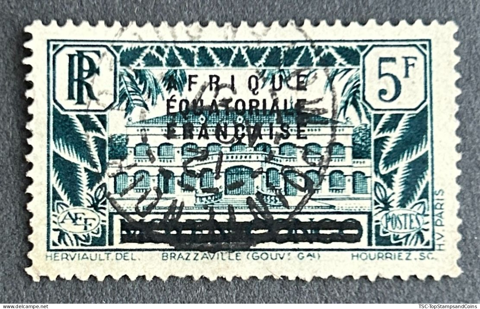 FRAEQ0014U - Brazzaville - Gouvernement Général - Overprinted AEF 5 F Used Stamp - AEF - 1936 - Usati