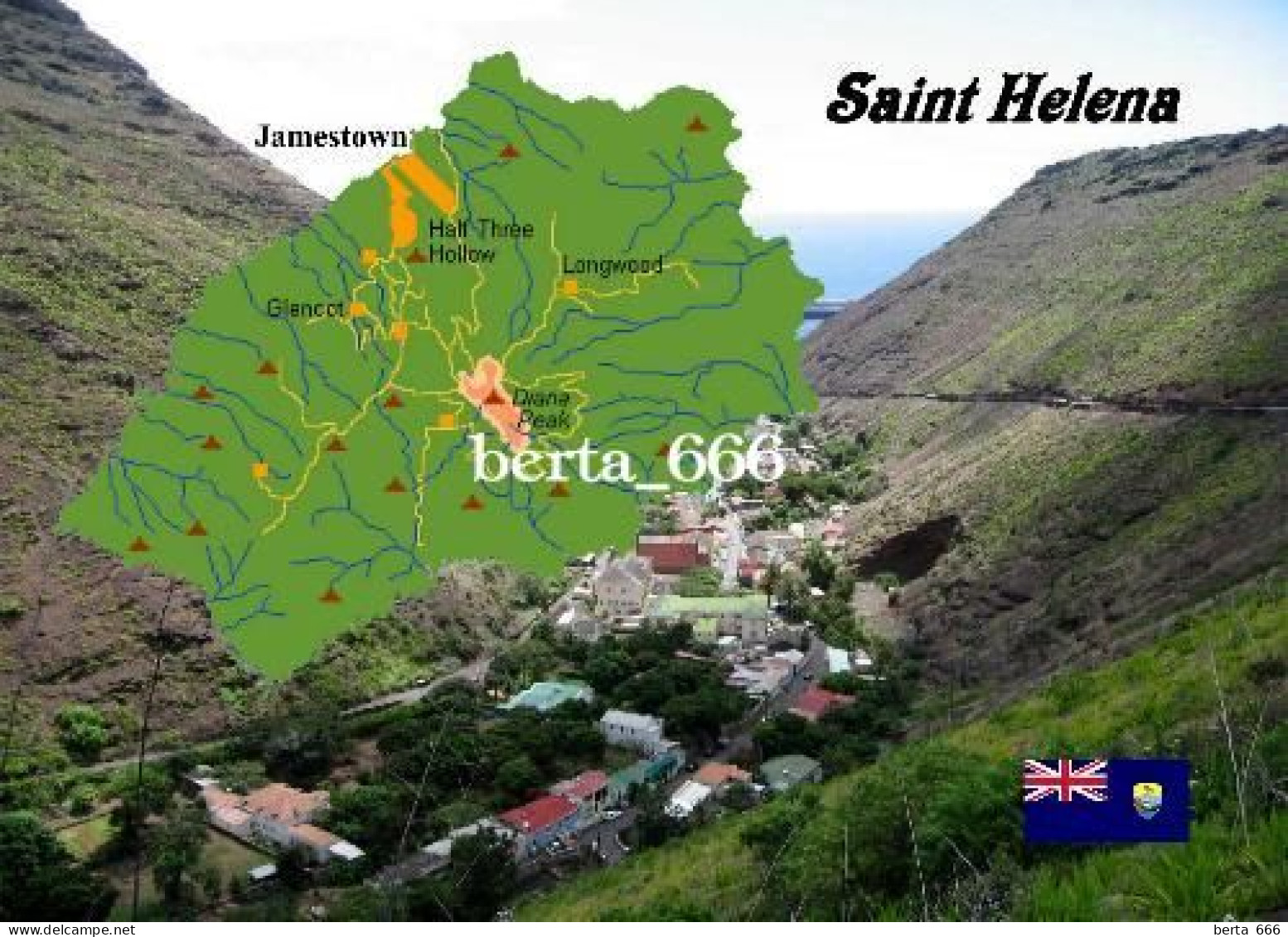 Saint Helena Island Map New Postcard * Carte Geographique * Landkarte - Saint Helena Island