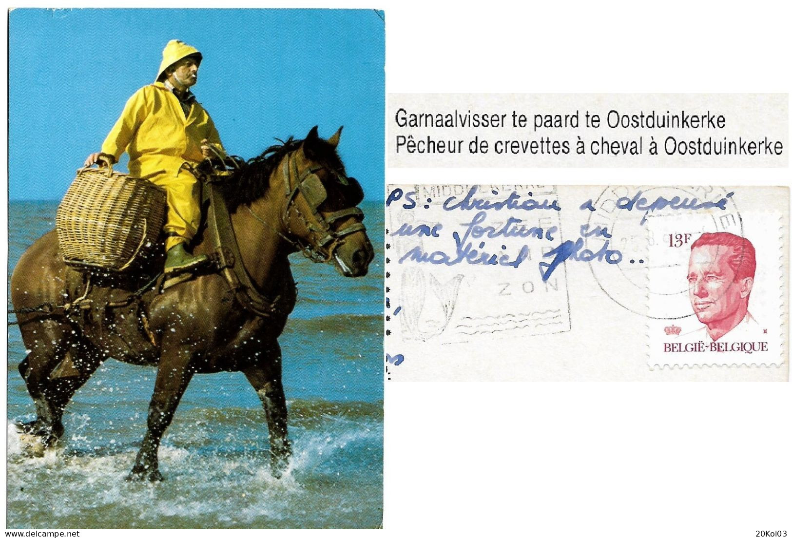 OOSTDUINKERKE Garnaalvisser Te Paard Pêcheur De Crevettes à Cheval à Oostduinkerke_1986 Timbre 13F_CPSM - Oostduinkerke