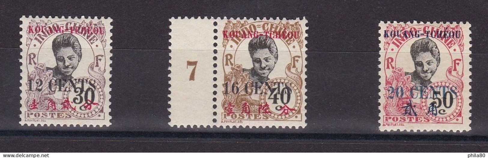 KOUANG TCHEOU N°43*,45*,46* - Unused Stamps