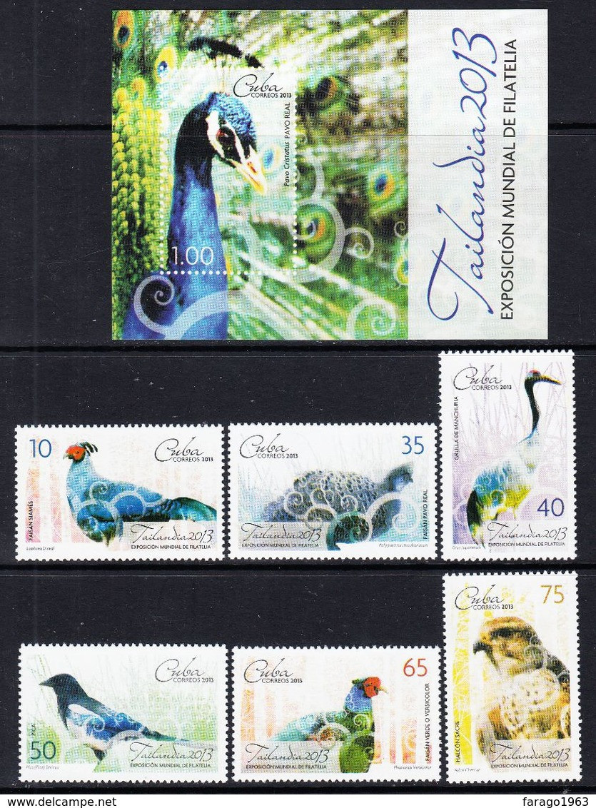 2013 Cuba Thailand Birds Complete Set Of 6 + Souvenir Sheet  MNH - Nuovi