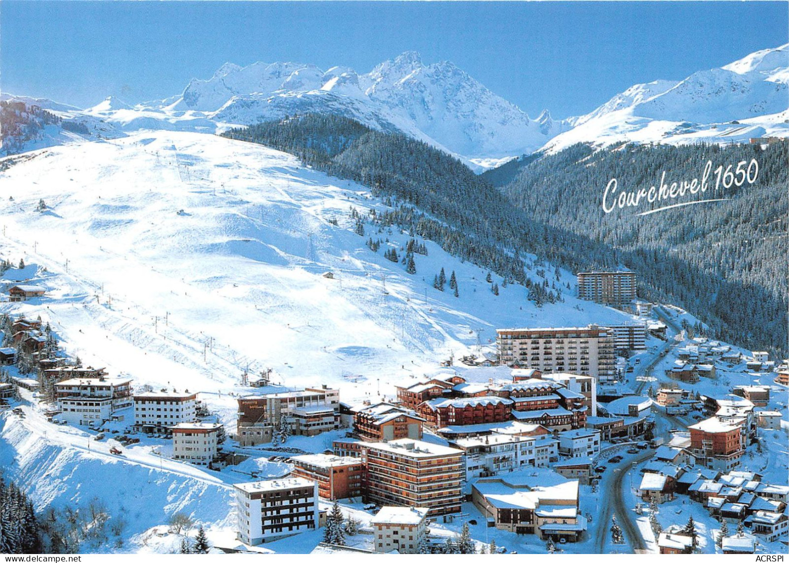 COURCHEVEL Vue D Ensemble De La Station Et Du Domaine Skiable En Fond L Aiguille Du Fruit 15(scan Recto-verso) MA718 - Courchevel