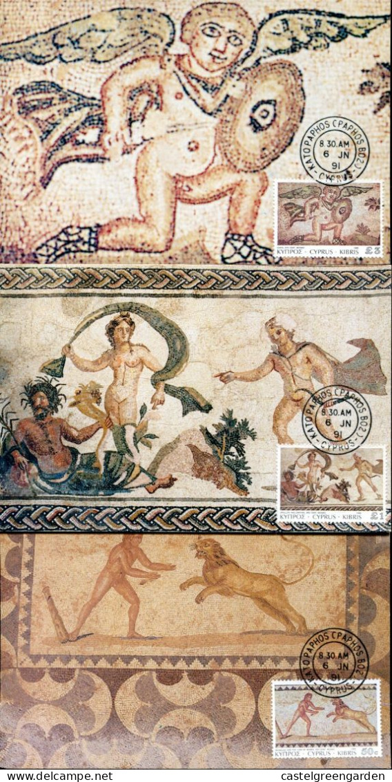 X0057 Cyprus,15 Maximum 1991 The Famous Ancient Mosaic Of Paphos,mythology,archeology - Archäologie