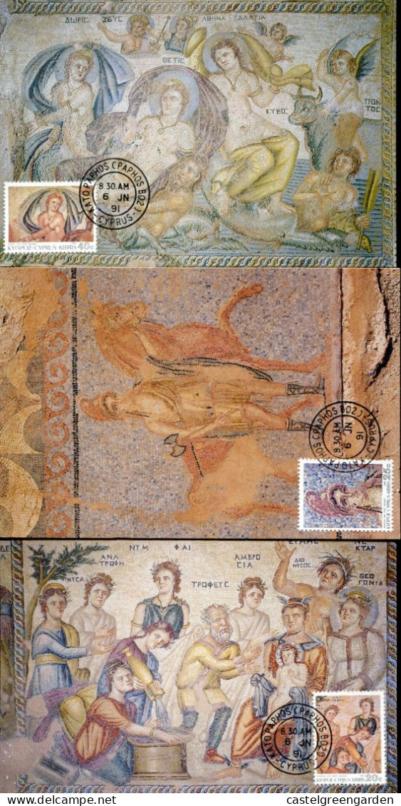 X0057 Cyprus,15 Maximum 1991 The Famous Ancient Mosaic Of Paphos,mythology,archeology - Archeologie