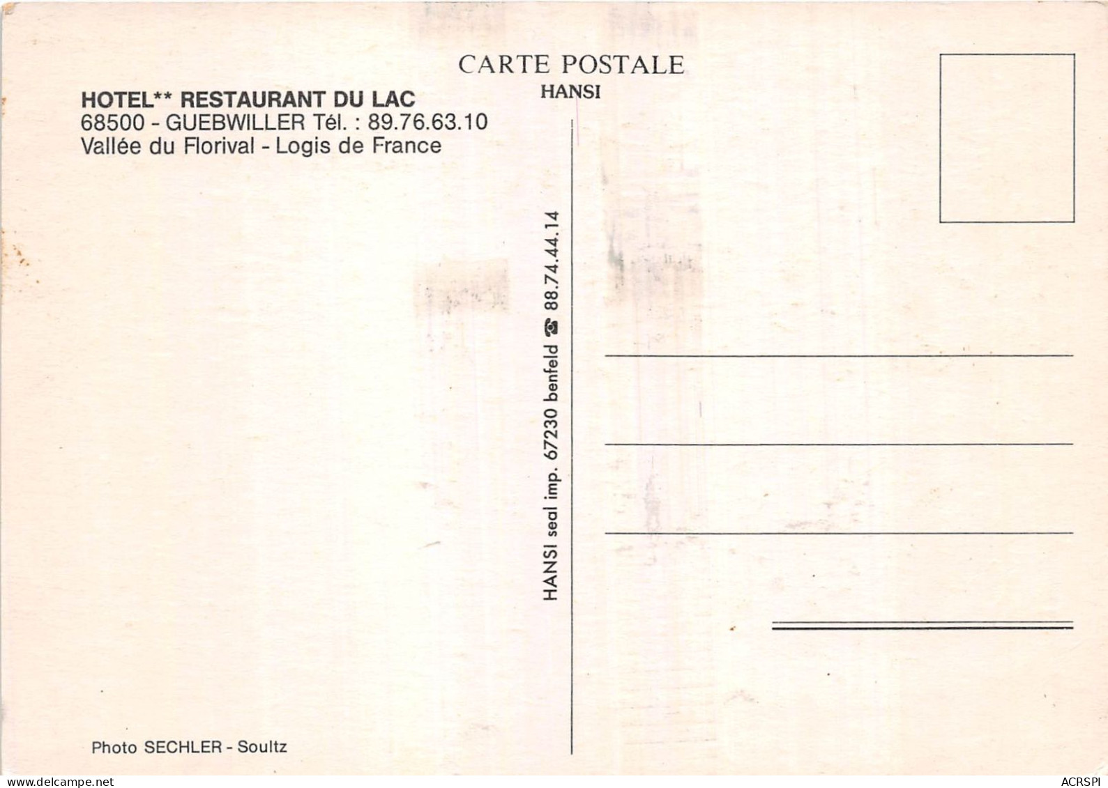 Hotel Restaurant Du Lac GUEBWILLER Vallee Du Florival Logis De France 26(scan Recto-verso) MA737 - Guebwiller