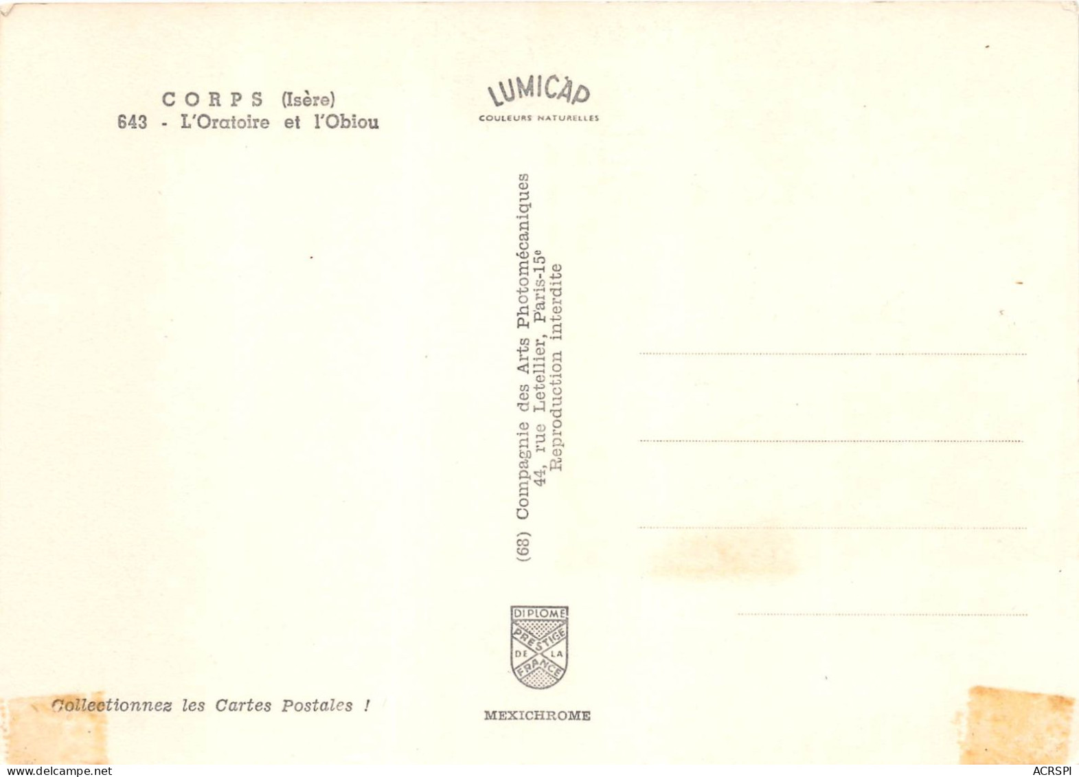 CORPS L Oratoire Et L Obiou 17(scan Recto-verso) MA759 - Corps