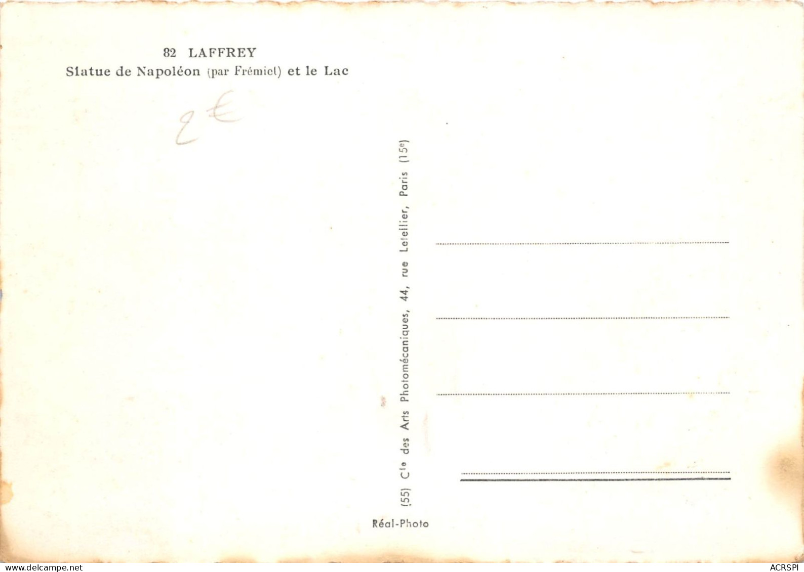 LAFFREY Statue De Napoleon Et Le Lac 8(scan Recto-verso) MA770 - Laffrey