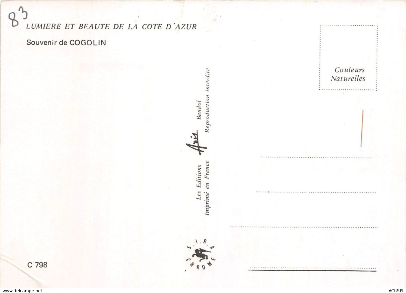 Souvenir De COGOLIN 31(scan Recto-verso) MA783 - Cogolin