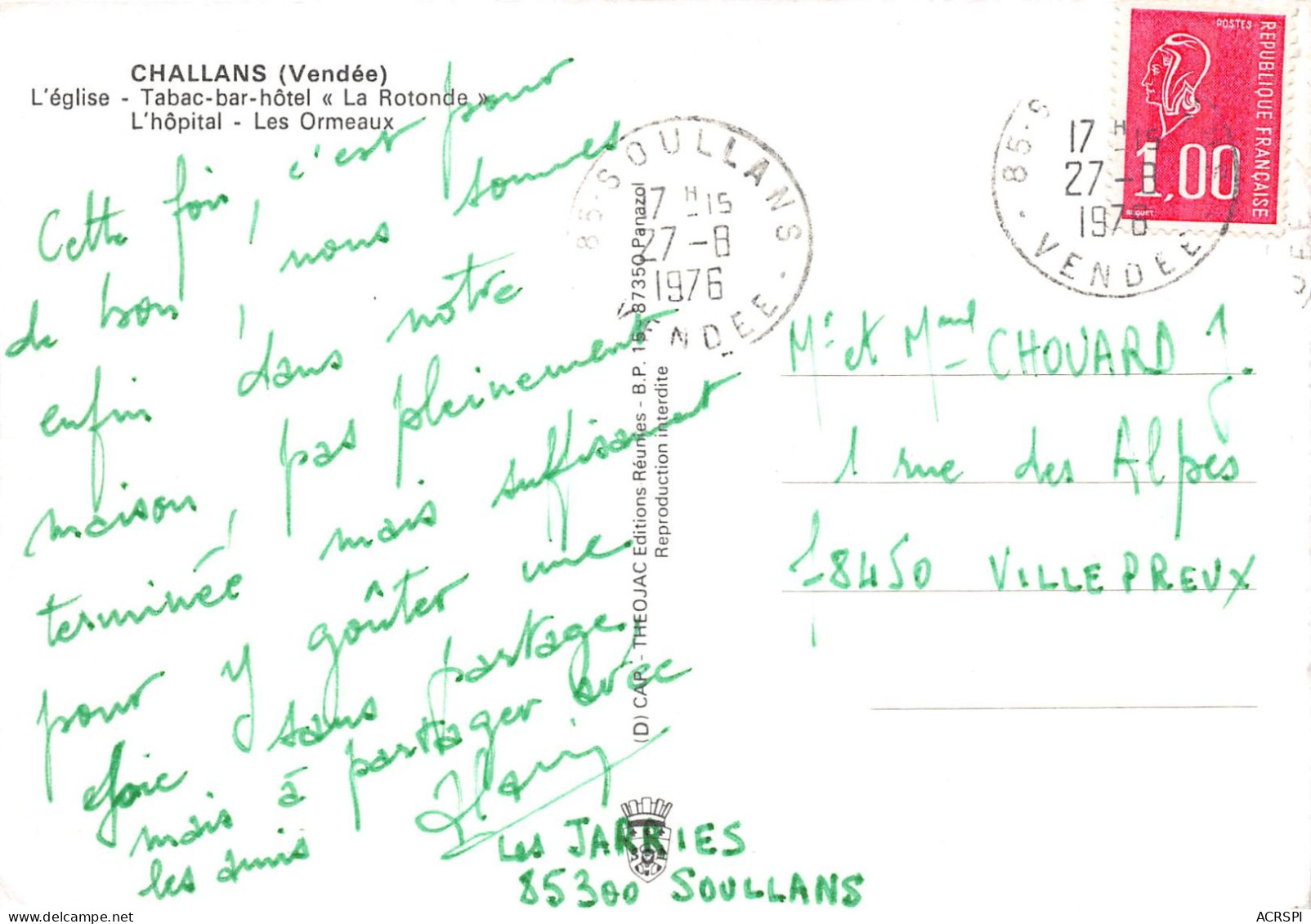 CHALLANS L Eglise Tabac Bar Hotel La Rotonde L Hopital Les Ormeaux 29(scan Recto-verso) MA797 - Challans