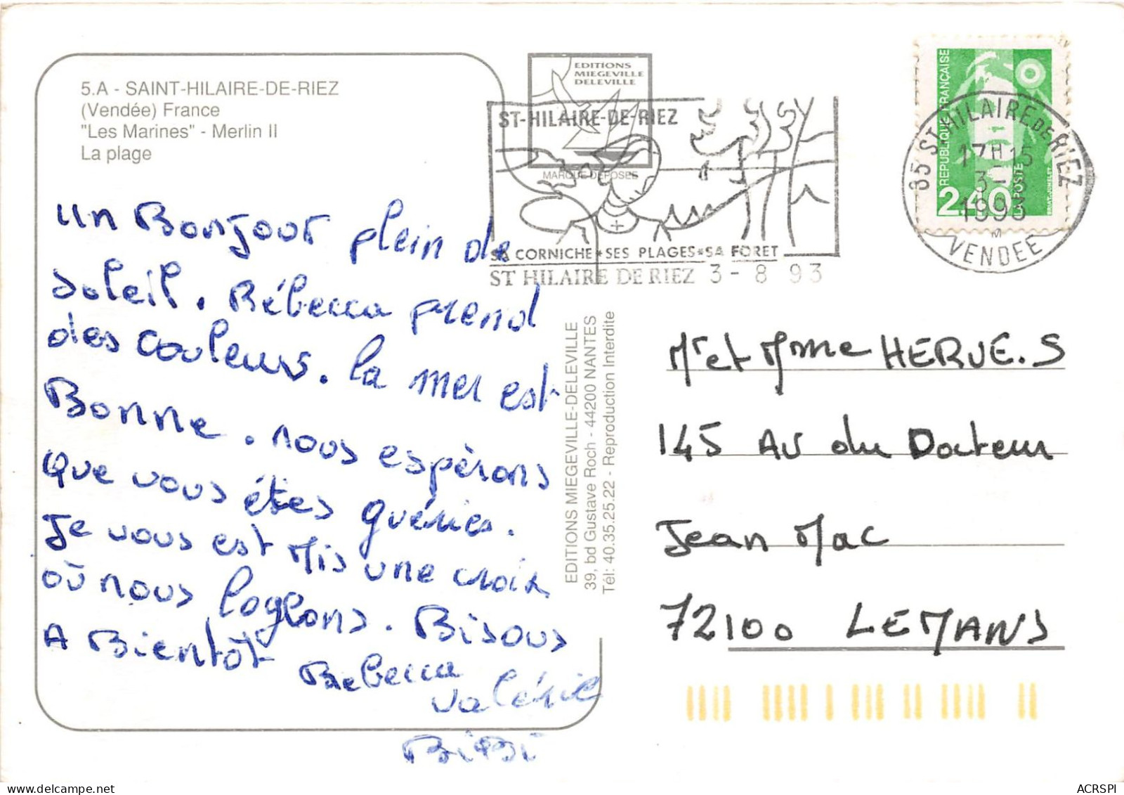 SAINT HILAIRE DE RIEZ Les Marines Merlin II La Plage 19(scan Recto-verso) MA795 - Saint Hilaire De Riez