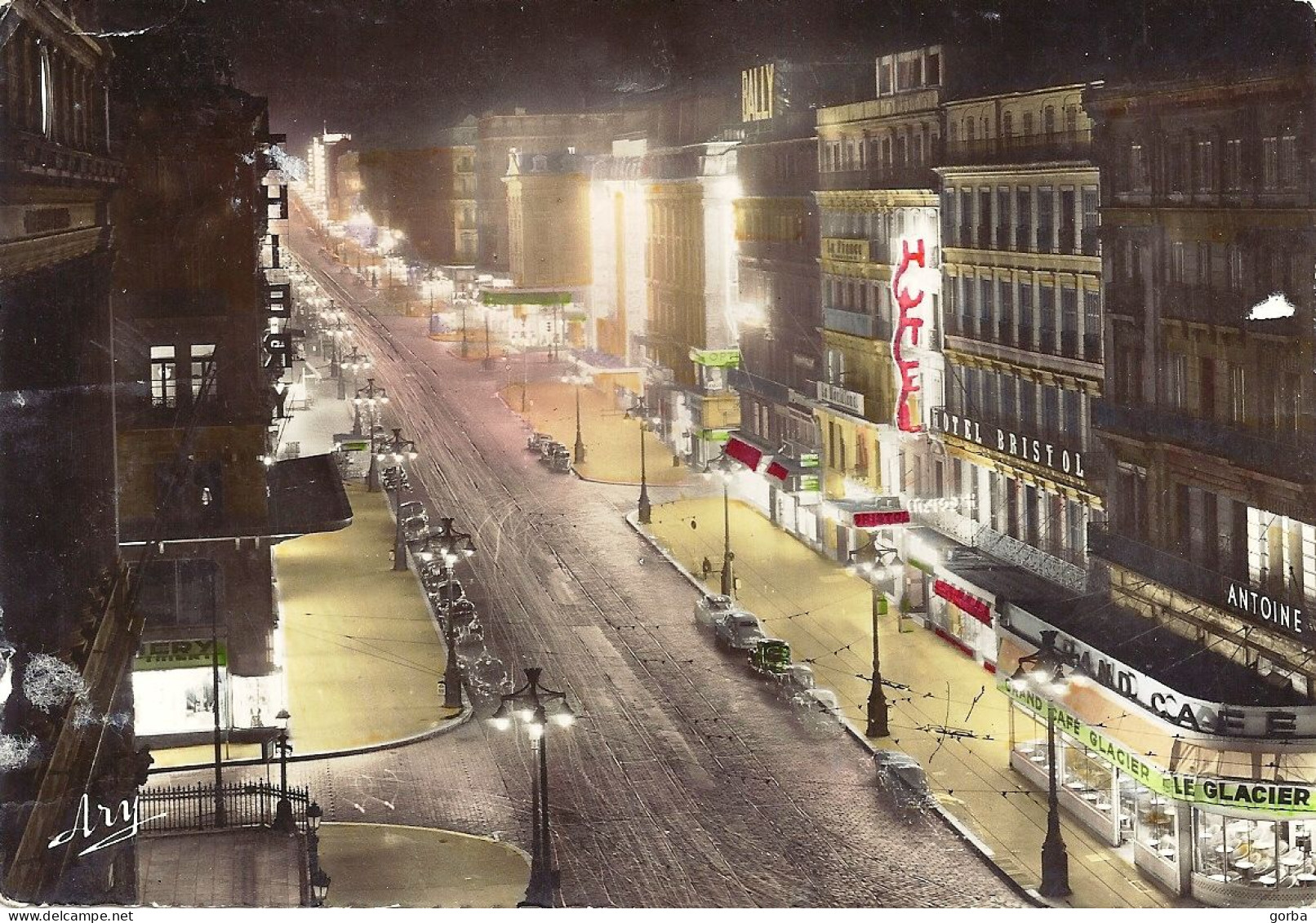 *CPM  - 13 - MARSEILLE - La Canebière, La Nuit - Canebière, Centro