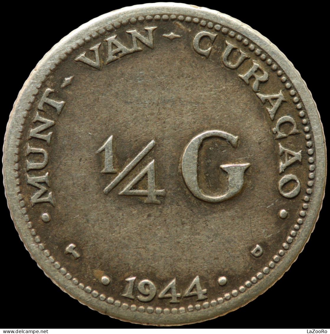 LaZooRo: Netherlands Curacao 1/4 Gulden 1944 VF / XF - Silver - Curaçao