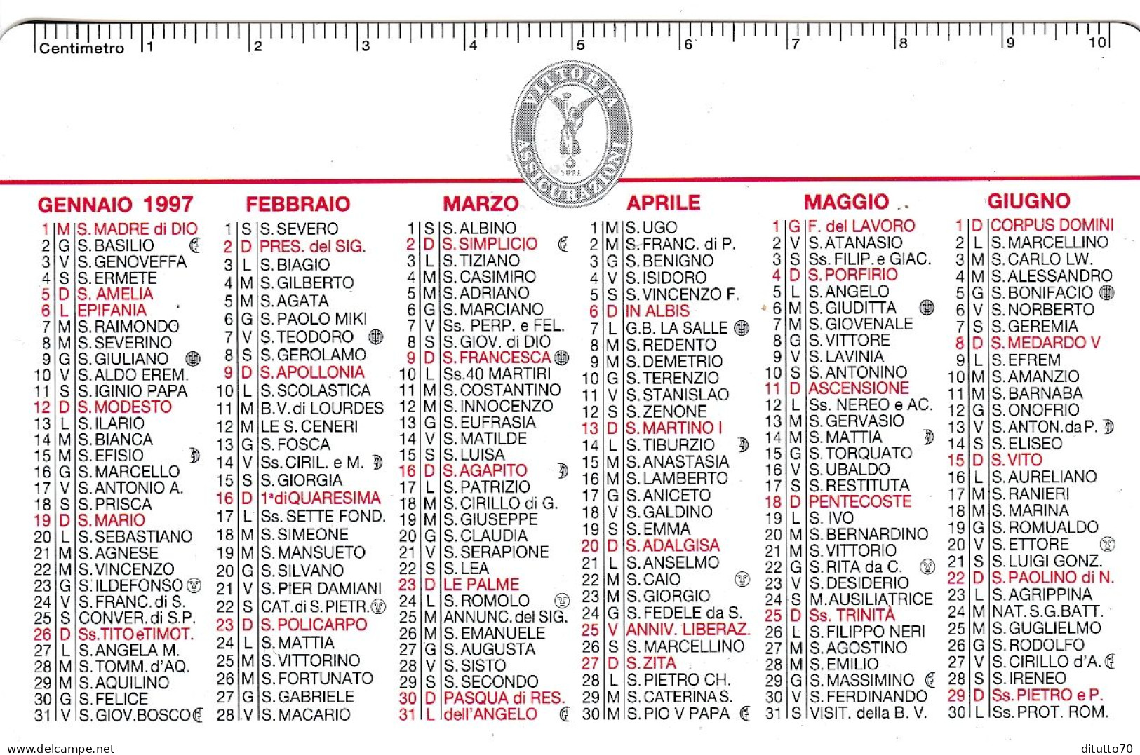 Calendarietto - Vittoria Assicurazioni - Anno 1997 - Small : 1991-00