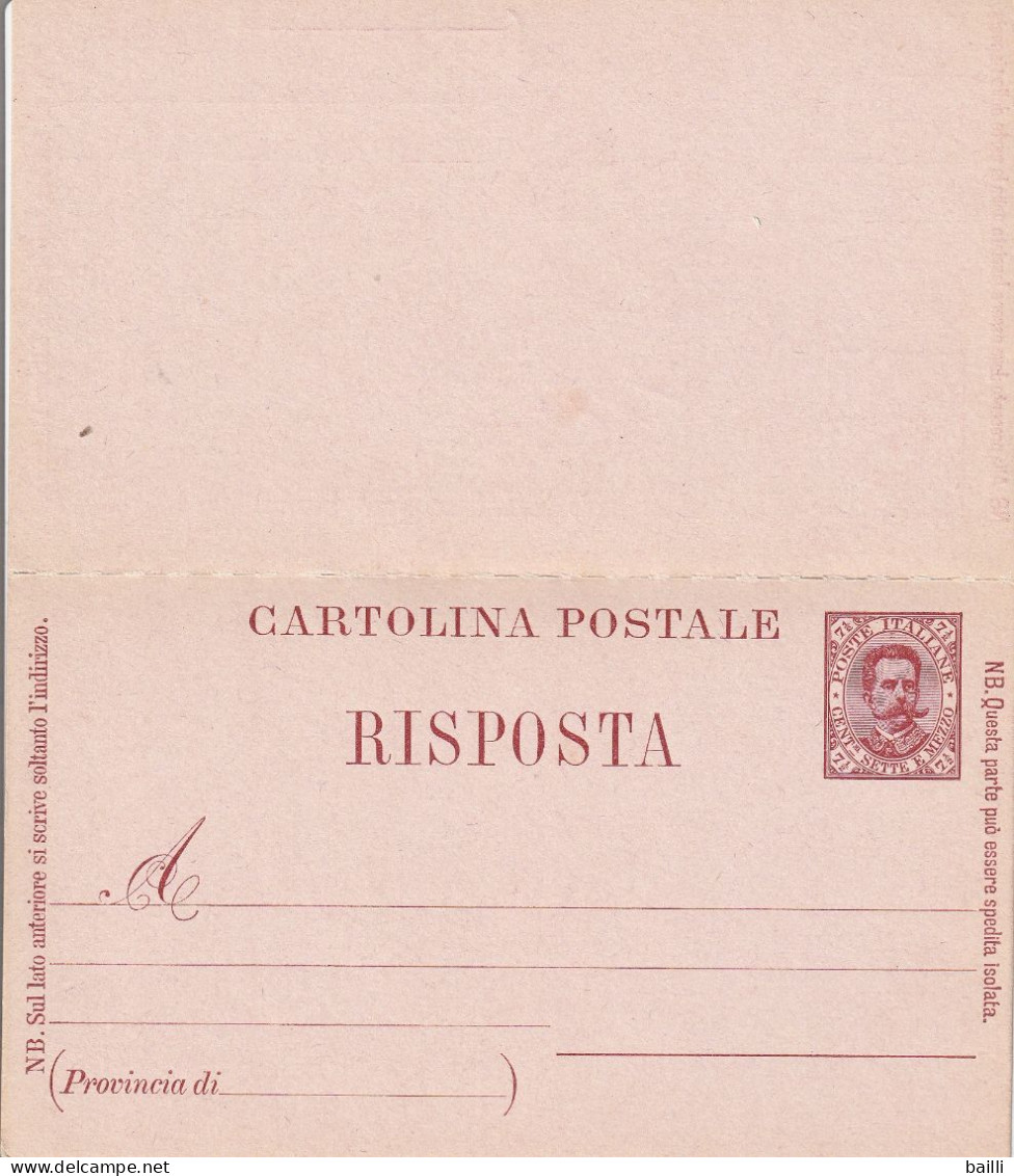 Italie Entier Postal Double - Postwaardestukken