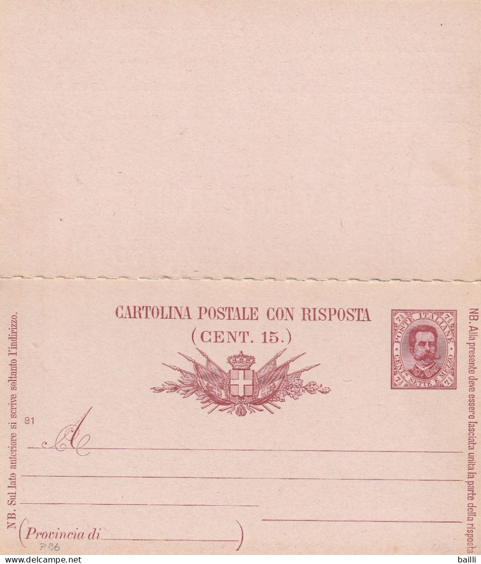 Italie Entier Postal Double - Stamped Stationery