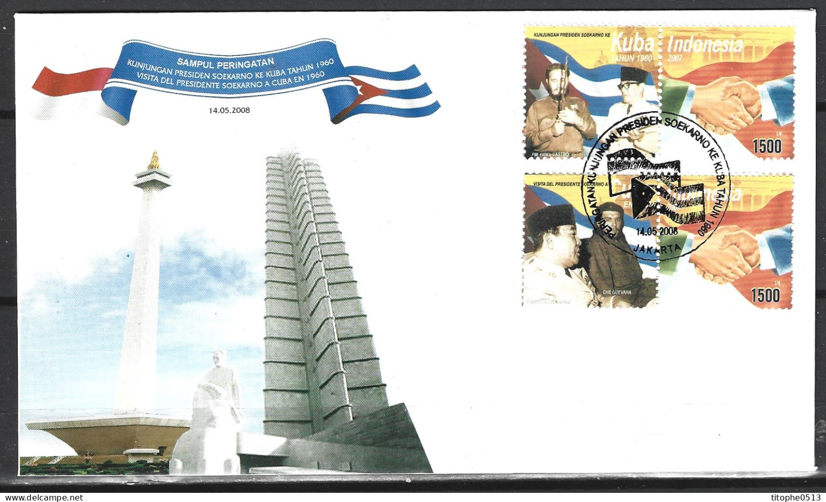 INDONESIE. N°2245A-D De 2007 Sur Enveloppe 1er Jour. Castro/Che Guevera. - Andere & Zonder Classificatie