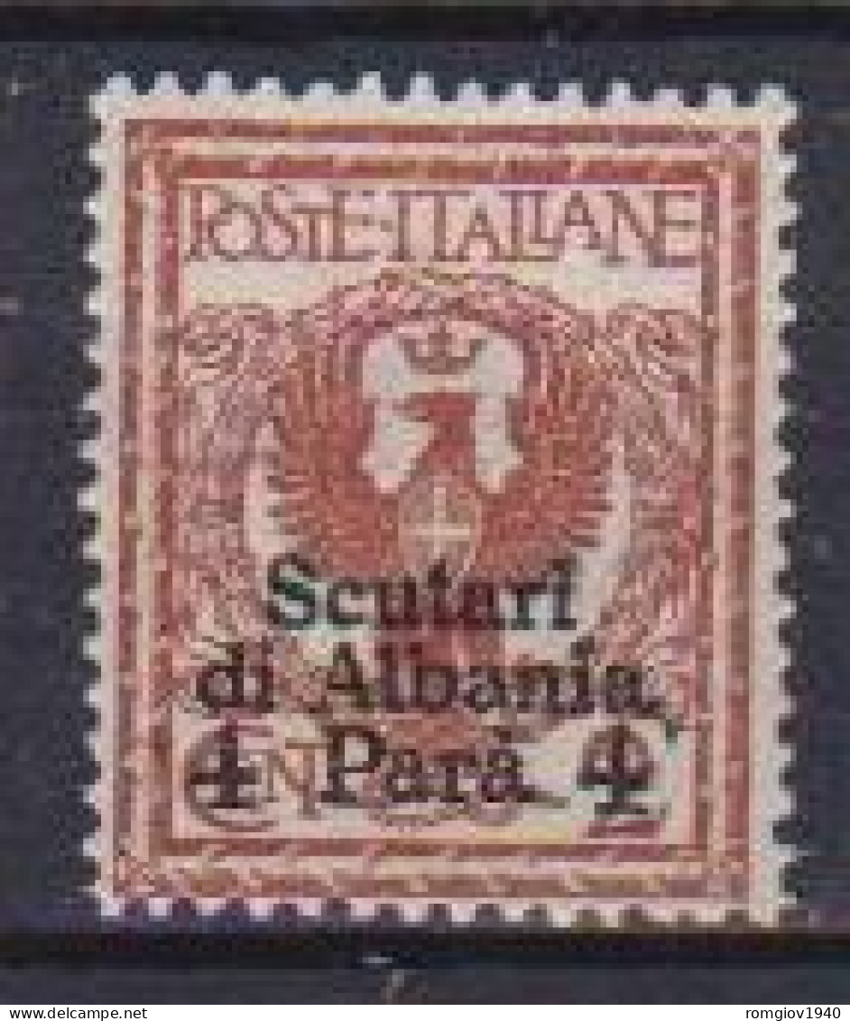 REGNO D'ITALIA LEVANTE  1909-1911 SCUTARI D'ALBANIA FRANCOBOLLI SOPRASTAMPATI SASS. 9 MNH XF - Bureaux D'Europe & D'Asie