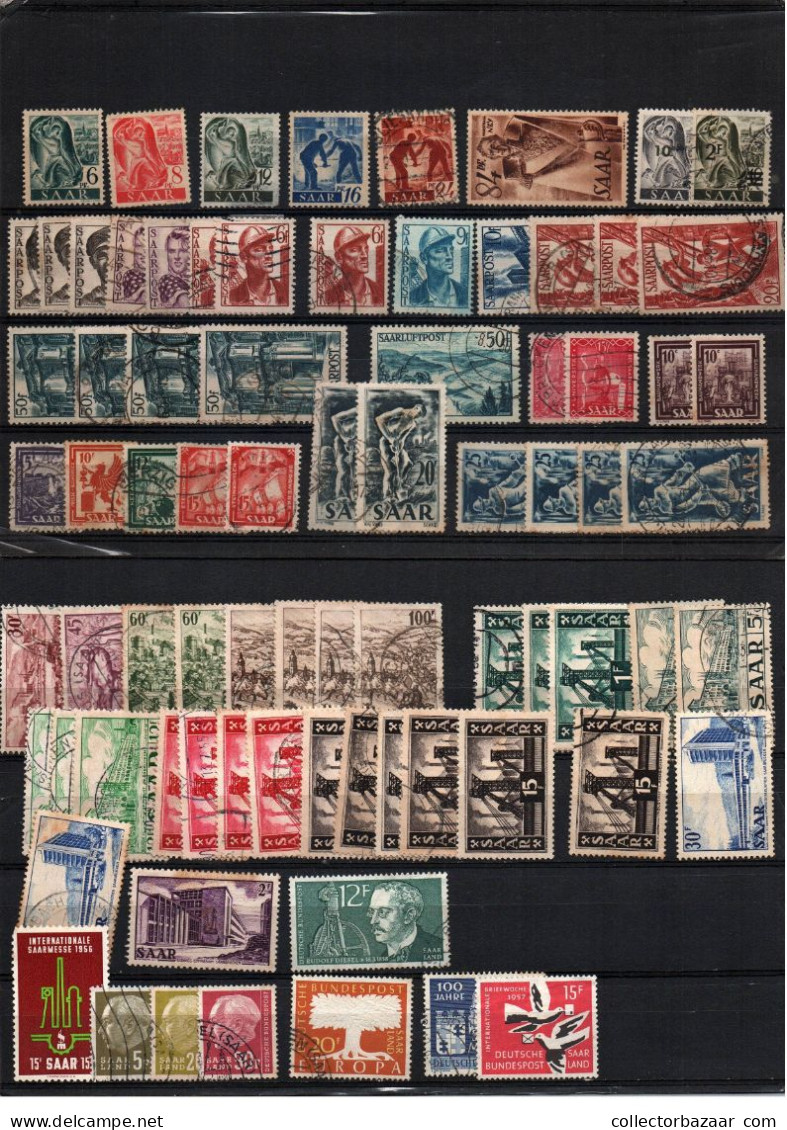 Germany Saar Sarre Very Good Lot Of Used Stamps Very Interesting Postally Used Items - Oblitérés