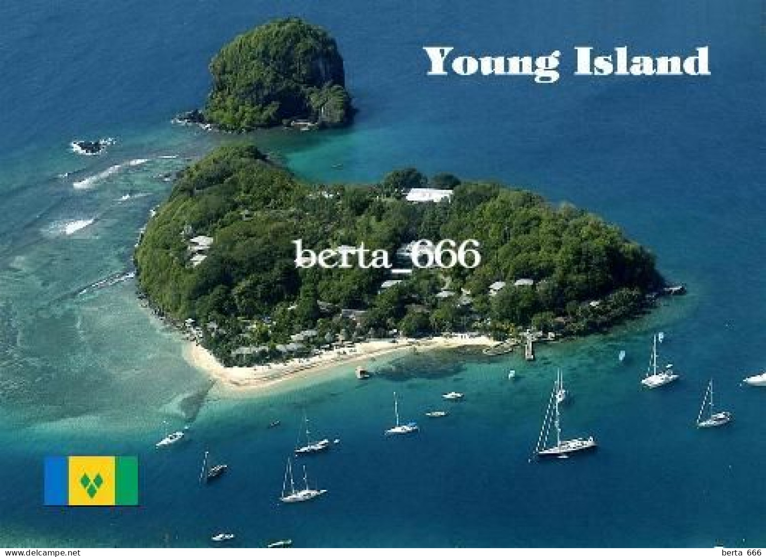 Saint Vincent And Grenadines Young Island Aerial View New Postcard - Saint Vincent &  The Grenadines