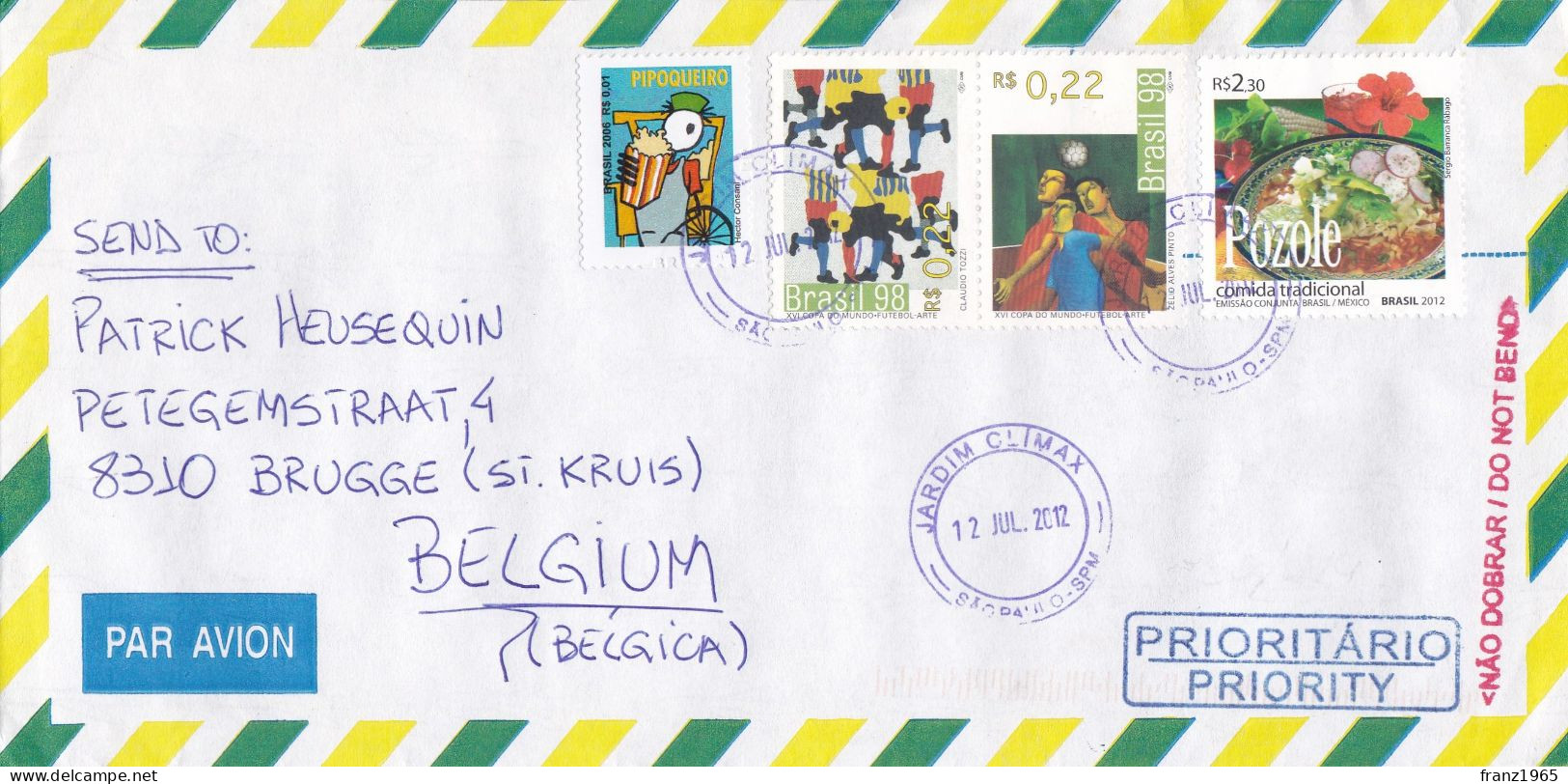 From Bresil To Belgium - 2012 (Football World Cup) - Storia Postale