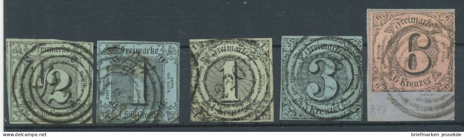 Lot Thurn Taxis Michel No. 3, 4, 6, 7, 9 Gestempelt - Used