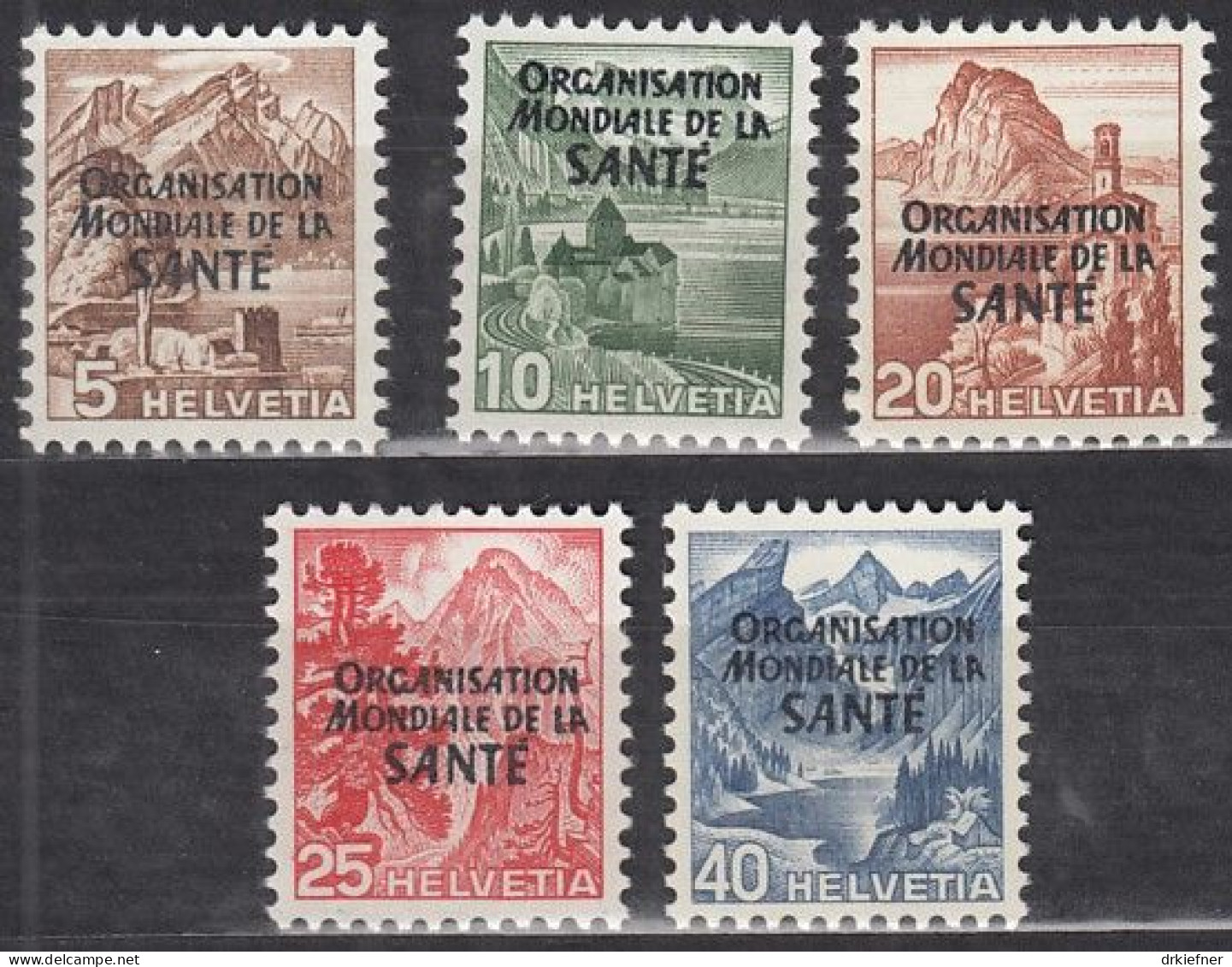 SCHWEIZ  Dienst, Int. Organisationen, OMS/WHO 1-5, Postfrisch **, 1948 - Service