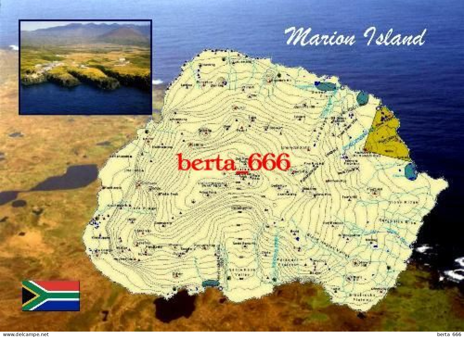 Marion Island Map South Africa New Postcard * Carte Geographique * Landkarte - Südafrika