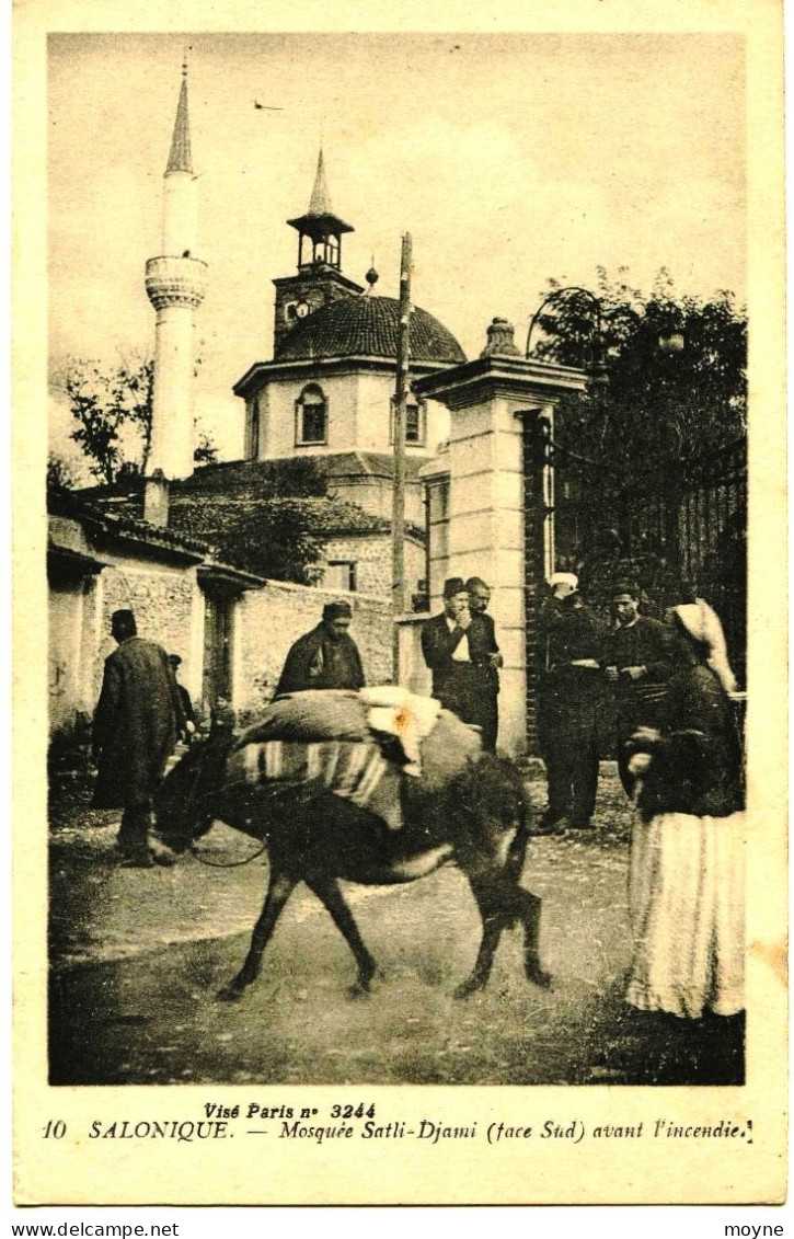 3394 -  Gréce  :   SALONIQUE  :  MOSQUEE SATLI-DJAMI  AVANT L'INCENDIE   - CIRCULEE E  - CIRCULEE En  1918  -  ( T.Rare) - Grecia