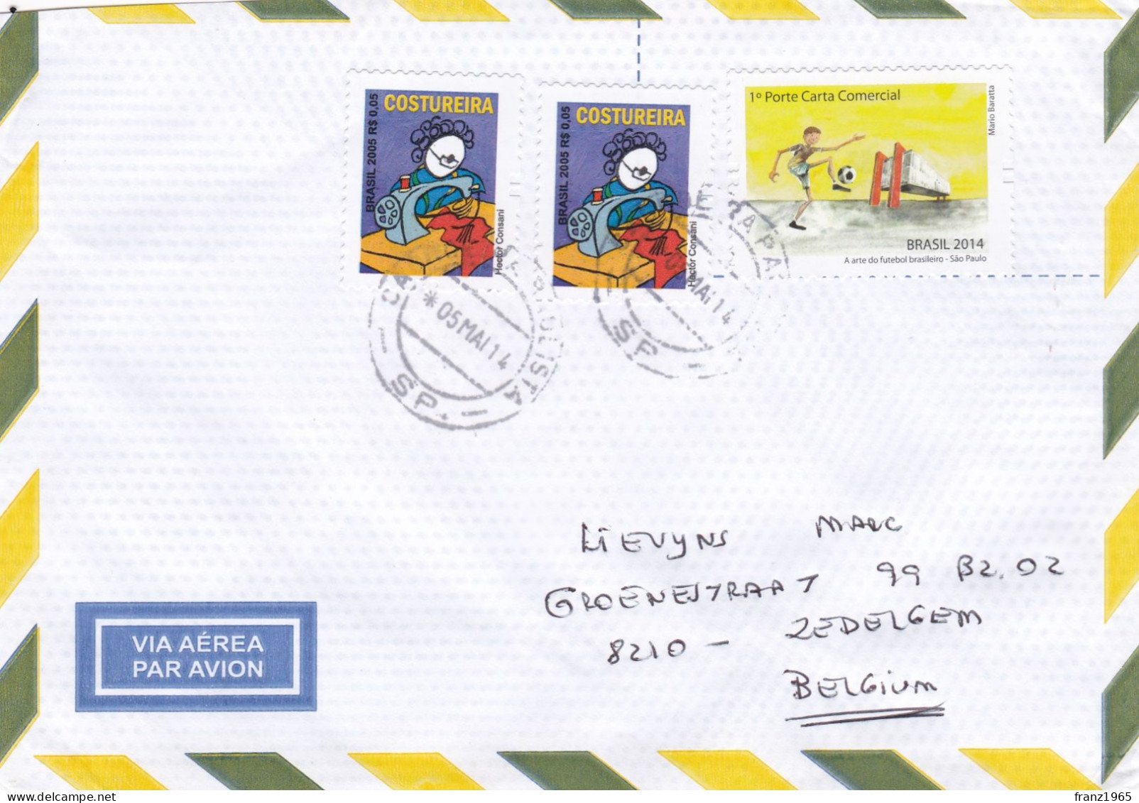 From Bresil To Belgium - 2014 (Football) - Storia Postale