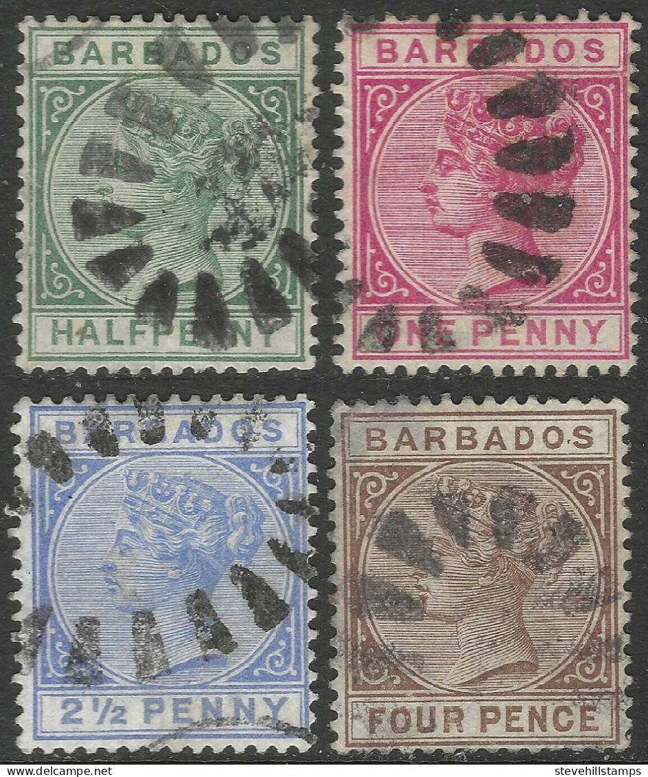 Barbados. 1882-86 Queen Victoria. 4 Used Values To 4d. SG 89etc. M4067 - Barbades (...-1966)