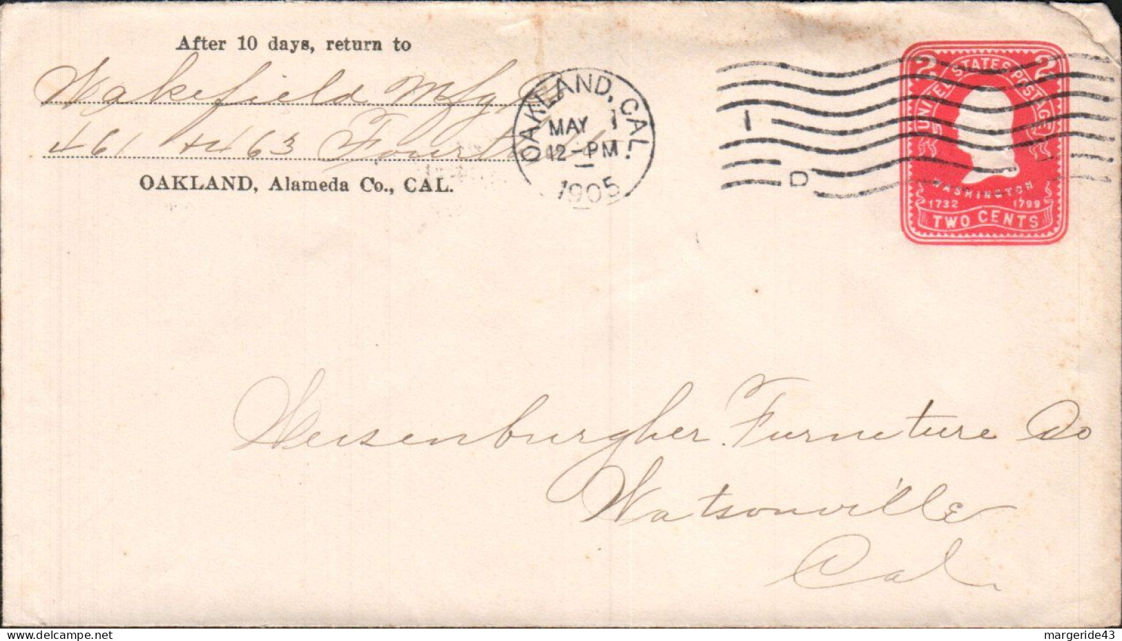 USA ETATS UNIS ENTIER LETTRE DE OAKLAND 1905 - Cartas & Documentos
